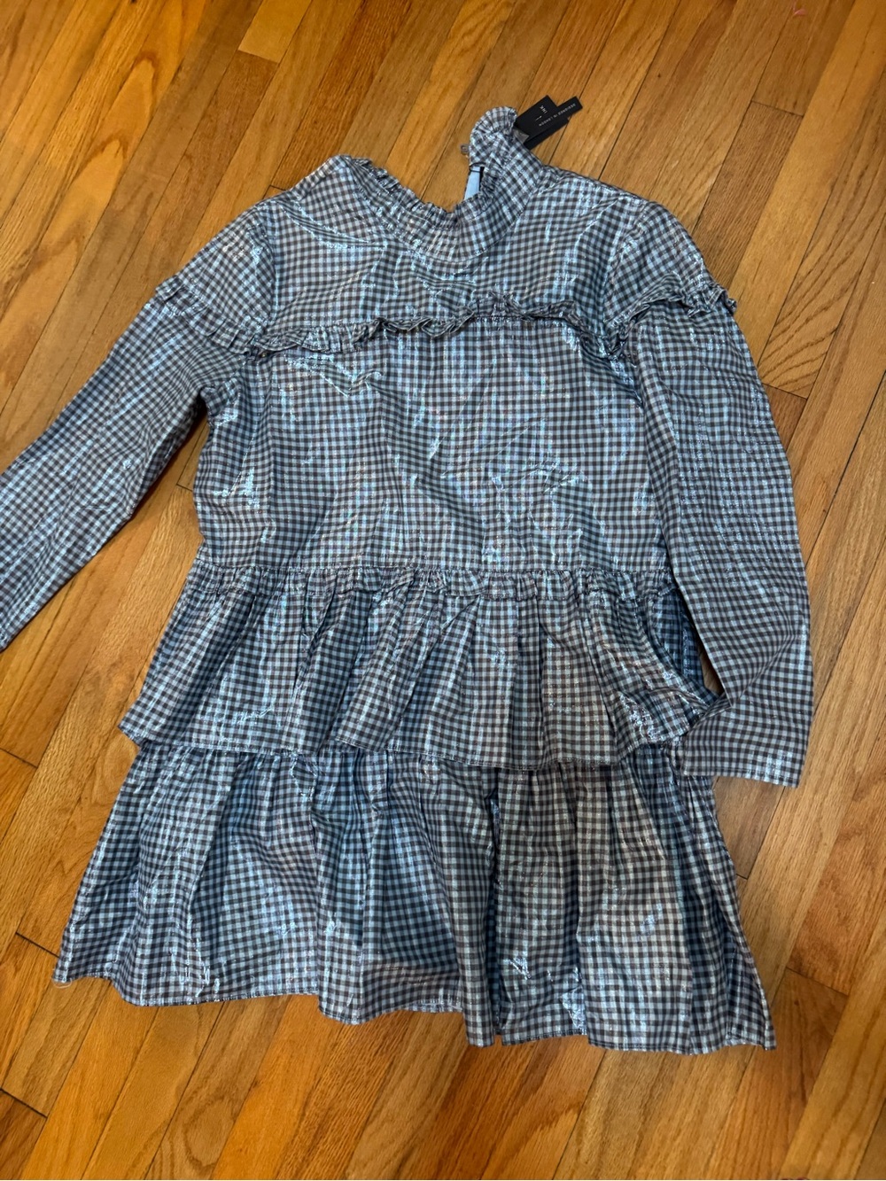 Blue Gingham Ruffle Tiered Dress - Lost Ink Brand size XL